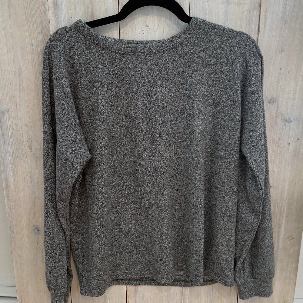 Zenana Soft Melange Hacci Long Sleeve Tee and Joggers Set NEW Black /Small - Picture 4 of 8